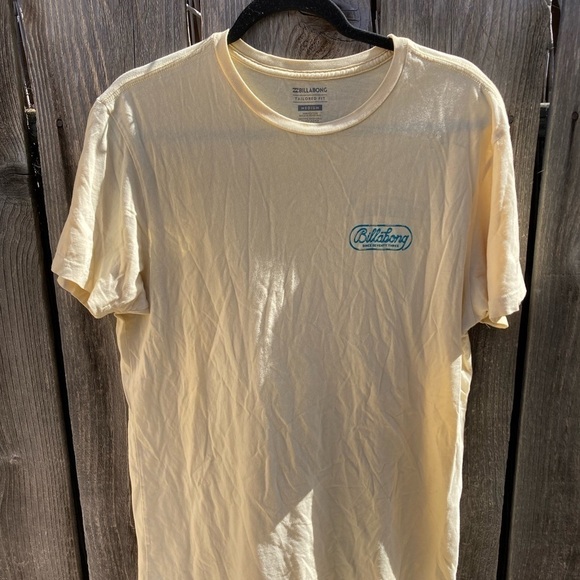 Men's Billabong T-Shirt Yellow Logo M Cotton Surf Stretch Beach Palm Double Side - Picture 2 of 11